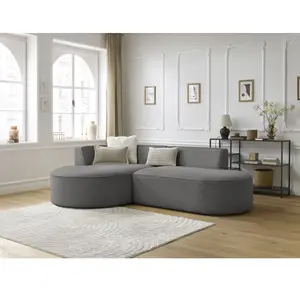 Canapé d'angle fixe ROUSSEAU tissu chiné Gris foncé  Angle gauche BOBOCHIC TU pas cher