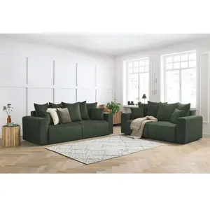 Ensemble canapé droit fixe 3 + 2 places ENVY velours côtelé Bobochic pas cher