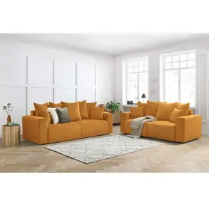 Ensemble canapé droit fixe 3 + 2 places ENVY velours côtelé Bobochic pas cher