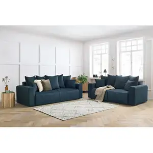 Ensemble canapé droit fixe 3 + 2 places ENVY velours côtelé Bobochic pas cher