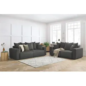 Ensemble canapé droit fixe 3 + 2 places ENVY velours côtelé Bobochic pas cher