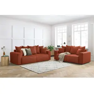 Ensemble canapé droit fixe 3 + 2 places ENVY velours côtelé Bobochic pas cher