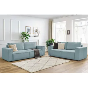 Ensemble canapé droit fixe 3 + 2 places NIHAD velours côtelé Bobochic pas cher