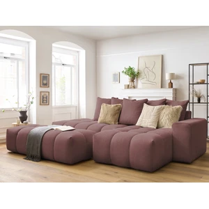 Canapé d'angle fixe MONT-BLANC tissu avec pouf Rose  Angle droit BOBOCHIC TU