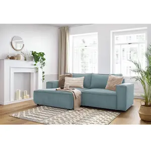 Canapé d'angle fixe compact NIHAD velours côtelé Bobochic pas cher
