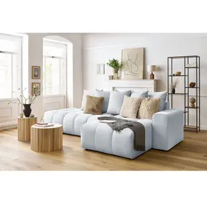 Canapé d'angle fixe MONT-BLANC velours Gris clair Angle droit BOBOCHIC TU pas cher
