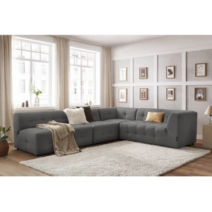 Canapé d'angle fixe 100% modulable KLEBER Gris foncé  Angle droit BOBOCHIC TU pas cher