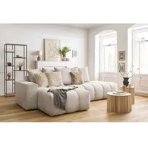 Canapé d'angle fixe MONT-BLANC tissu Beige Angle gauche BOBOCHIC TU pas cher