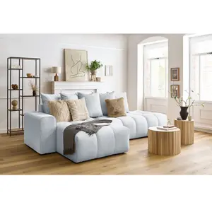 Canapé d'angle fixe MONT-BLANC velours Gris clair Angle gauche BOBOCHIC TU pas cher
