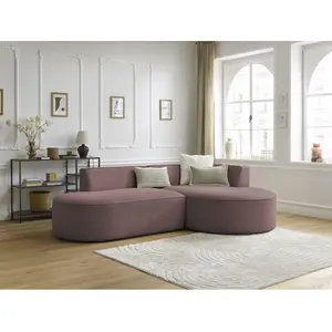 Canapé d'angle fixe ROUSSEAU tissu chiné Rose  Angle droit BOBOCHIC TU pas cher