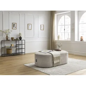 Pouf pour canapé modulable ROUSSEAU tissu texturé Beige   BOBOCHIC TU