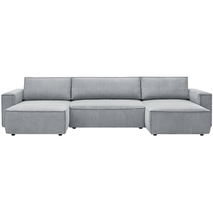 Canapé d'angle convertible 5 places BOBOCHIC NIHAD coloris gris clair pas cher