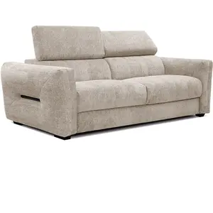 COURTOIS LAVILLE Canapé droit 3 places tissu beige - CALVERA pas cher