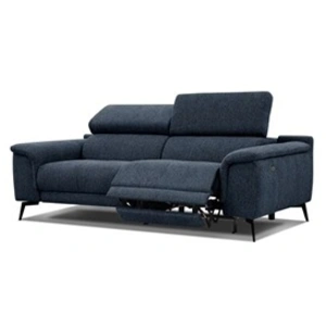 Canapé 3 places XXL avec relax électrique côté droit tissu bleu foncé pas cher