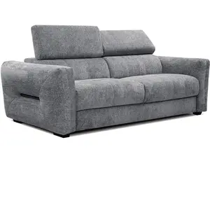 COURTOIS LAVILLE Canapé droit XXL 3 places tissu gris moyen - CALVERA pas cher