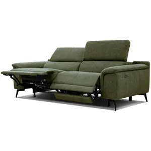 Comparateur de prix : COURTOIS LAVILLE Canapé droit 3 places XXL avec 2 relax électriques tissu vert - Fiero