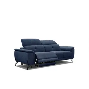 COURTOIS LAVILLE Canapé 3 places avec un relax électrique à gauche tissu bleu foncé pas cher