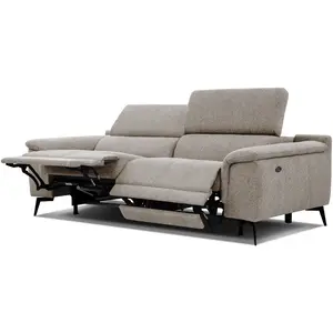 Comparateur de prix : COURTOIS LAVILLE Canapé droit 3 places XXL avec 2 relax électriques tissu taupe - Fiero