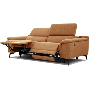 Comparateur de prix : COURTOIS LAVILLE Canapé droit fiero 3 places avec 2 relax électriques tissu orange