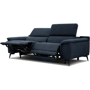 Comparateur de prix : COURTOIS LAVILLE Canapé droit fiero 3 places avec 2 relax électriques tissu bleu foncé