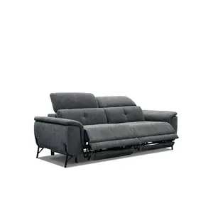 Comparateur de prix : Canapé droit 3 places avec 2 relax électriques tissu gris foncé