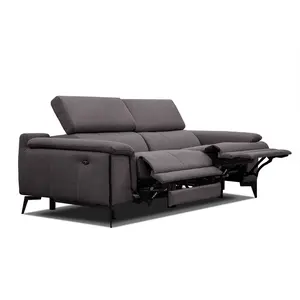 Comparateur de prix : COURTOIS LAVILLE Canapé droit XXL avec relax électrique tissu gris foncé - Matera