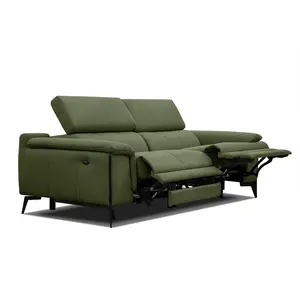 Comparateur de prix : COURTOIS LAVILLE Canapé droit XXL avec relax électrique tissu vert - Matera