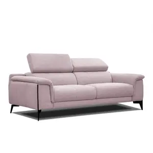 Canapé droit XXL 3 places tissu rosé - Matera pas cher