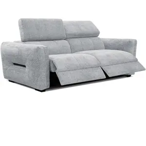 Comparateur de prix : Non communiqué Canapé droit 3 places avec 2 relax électriques tissu gris clair