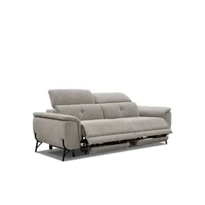 COURTOIS LAVILLE Canapé droit 3 places avec 2 relax électriques tissu taupe - AVENA pas cher
