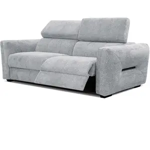 Non communiqué Canapé 3 places avec une relax électrique à droit tissu gris clair pas cher