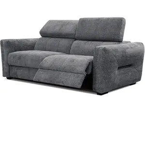 COURTOIS LAVILLE Canapé 3 places avec une relax électrique à droit tissu gris foncé