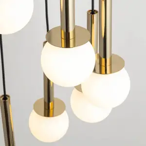 SIGMA Suspension Daisy, 5 lampes, or/blanc/noir, verreVendu parluminaire