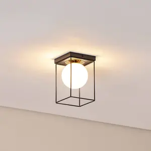 SIGMA Plafonnier Aroma, à 1 lampe, noir/blanc/doré, acier pas cher