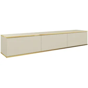 SELSEY Meuble TV - MUCALMA - 175 cm - beige avec inserts dorés pas cher