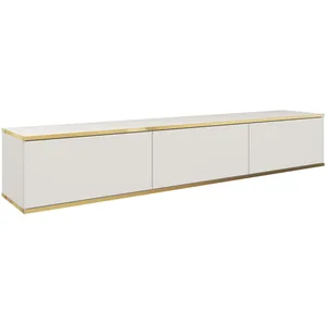 SELSEY Meuble TV - MUCALMA - 175 cm - blanc avec inserts dorés pas cher