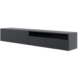 SELSEY Meuble TV - VELDIO - 175 cm - suspendue avec niche - noir pas cher