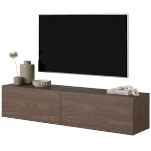 SELSEY Meuble TV - BISIRA - 140 cm - Noyer pas cher