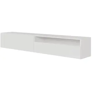 Meuble TV suspendu VELDIO 175 cm blanc avec niche - SELSEY pas cher