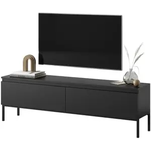 SELSEY Meuble TV Bemmi - 150 cm - noir et pieds noirs pas cher