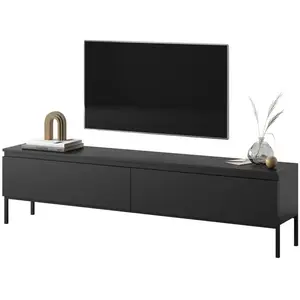 Selsey bemmi - meuble tv - 175 cm - noir et pieds noirs pas cher