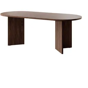 SELSEY Table à manger effet noyer marron 204x90 cm pas cher