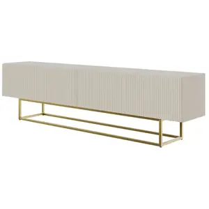 SELSEY Meuble TV - VELDIO - 175 cm - taupe (gris-beige) sur pieds dorés pas cher