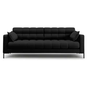 Micadoni Home Canapé 4 places en tissu structurel noir pas cher