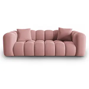 Windsor & Co - Canapé modulaire en Velours Halley 3 places rose - 228x... pas cher