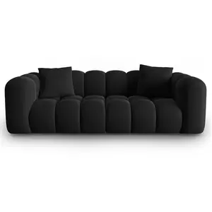 Windsor & Co - Canapé modulaire en Velours Halley 3 places noir - 228x87x70 cm OS pas cher