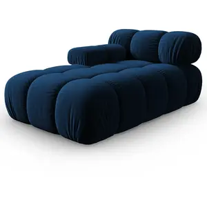 Milo Casa - Méridienne en Velours Gauche Tropea bleu roi - 157x97x62 cm T.U pas cher