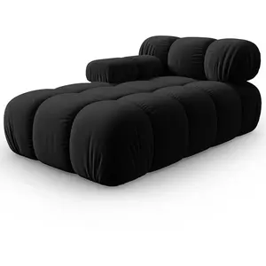 Milo Casa - Méridienne en Velours Gauche Tropea noire - 157x97x62 cm T.U pas cher