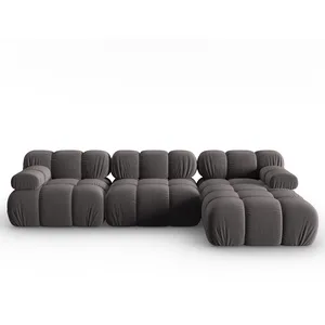 Milo Casa - Canapé Modulable Droit en Velours Tropea 4 Places gris fon... pas cher