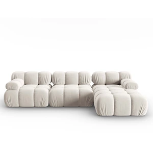 Milo Casa - Canapé Modulable Droit en Velours Tropea 4 Places beige clair - 285x157x63 cm T.U pas cher